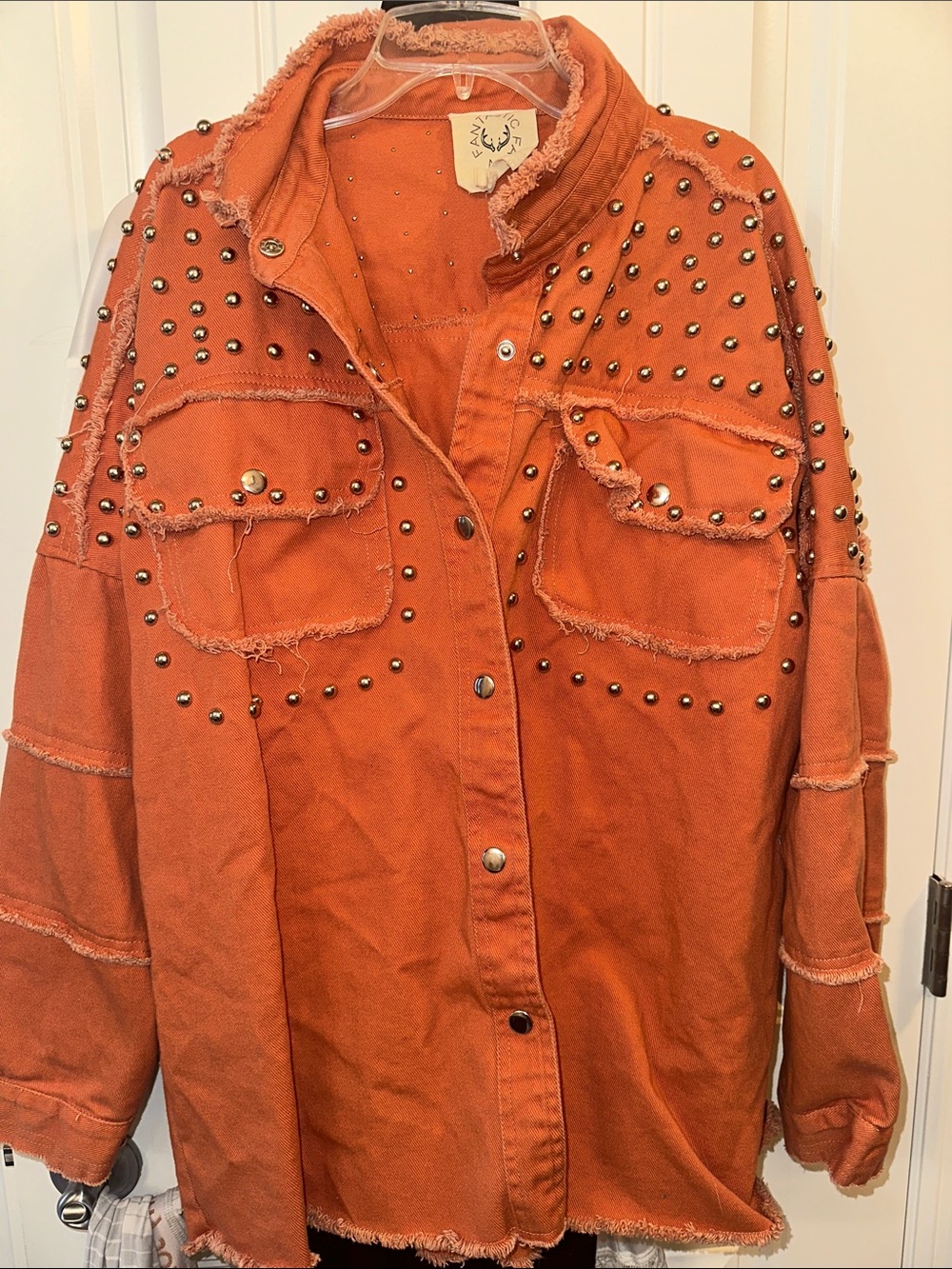 Women’s Orange Studded Oversized Jacket